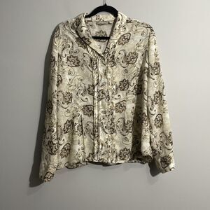 Croft & Barrow Women’s XL Brown Paisley Print Blouse Autumn Casual Workwear